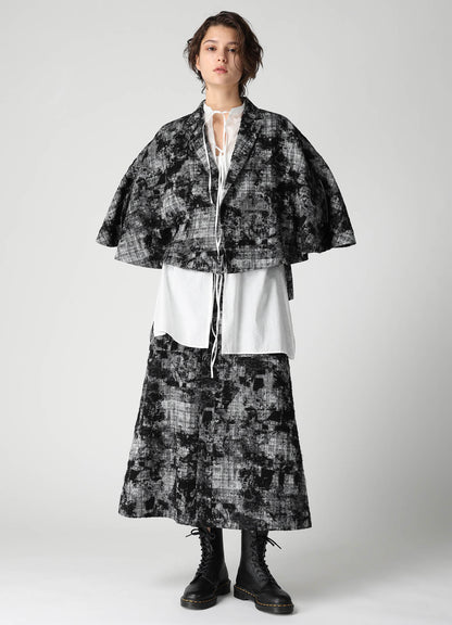 MOHAIR FADED PLAID JACQUARD TAILORED CAPE