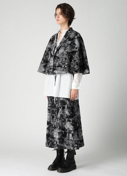 MOHAIR FADED PLAID JACQUARD TAILORED CAPE
