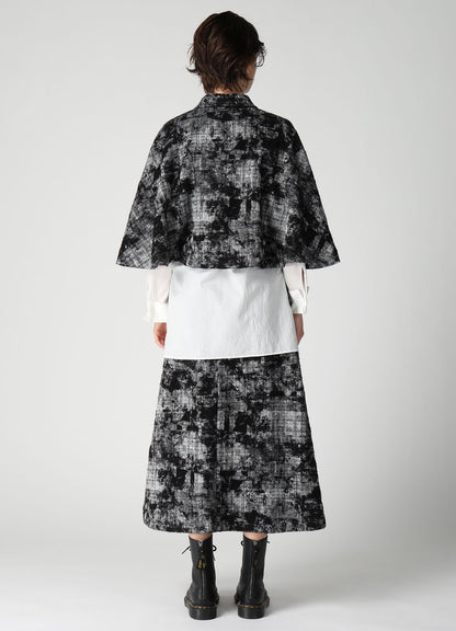 MOHAIR FADED PLAID JACQUARD TAILORED CAPE