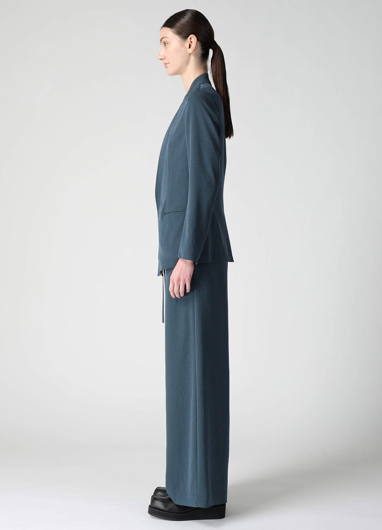 TA/PE CREPE DE CHINE STAND COLLAR JACKET