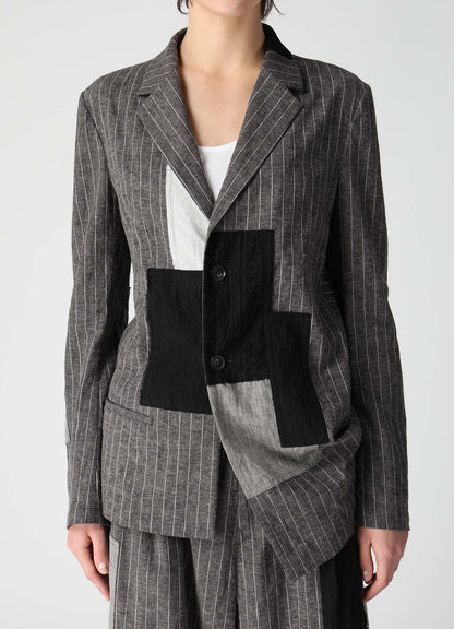 STRIPE PATCHWORK SIDE DROP JACKET