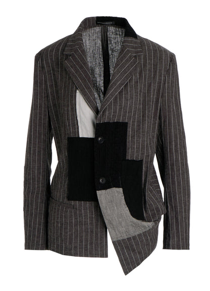 STRIPE PATCHWORK SIDE DROP JACKET