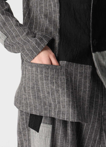 STRIPE PATCHWORK SIDE DROP JACKET