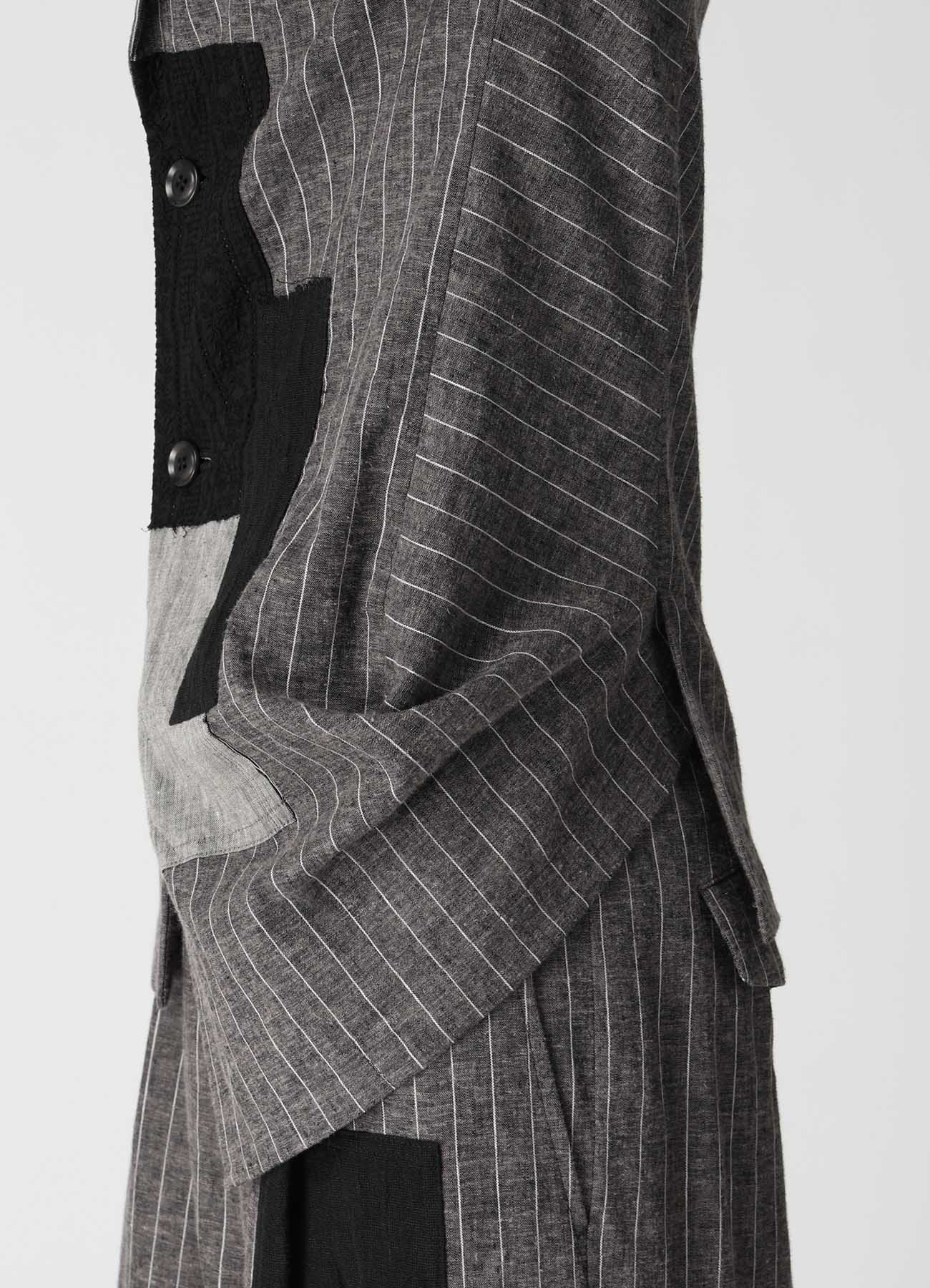 STRIPE PATCHWORK SIDE DROP JACKET