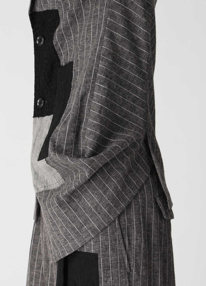 STRIPE PATCHWORK SIDE DROP JACKET