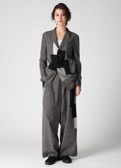 STRIPE PATCHWORK SIDE DROP JACKET