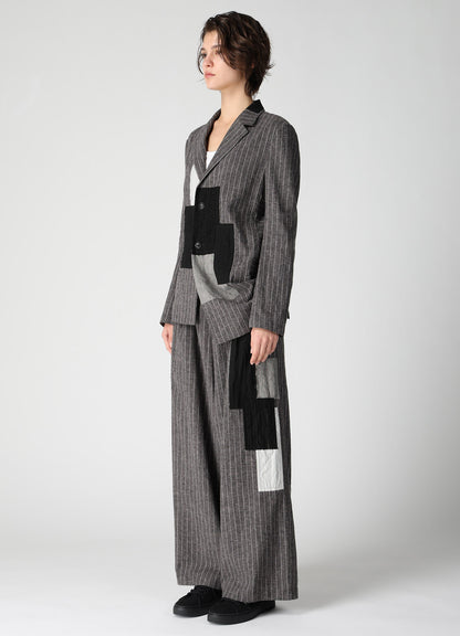 STRIPE PATCHWORK SIDE DROP JACKET