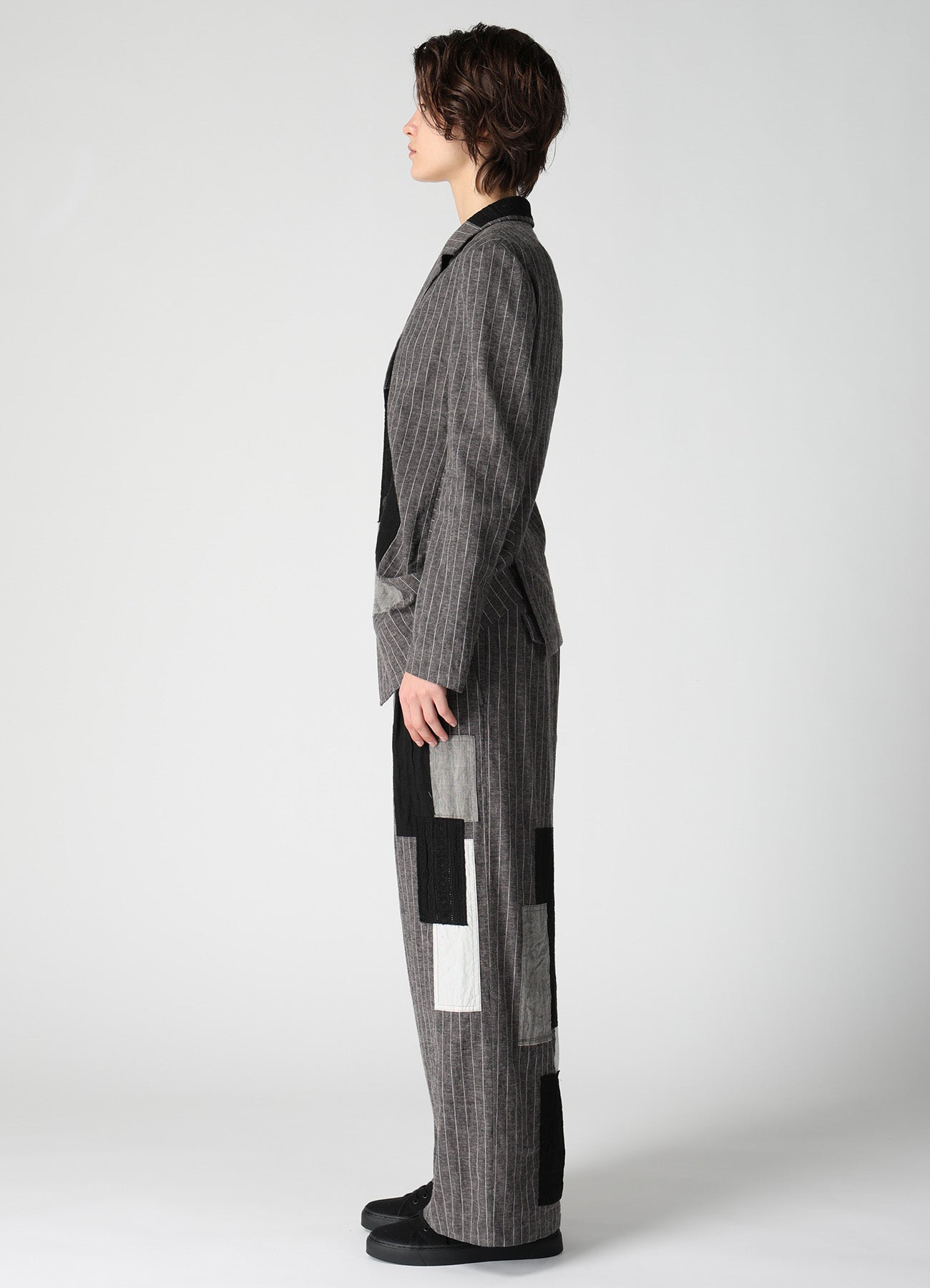 STRIPE PATCHWORK SIDE DROP JACKET