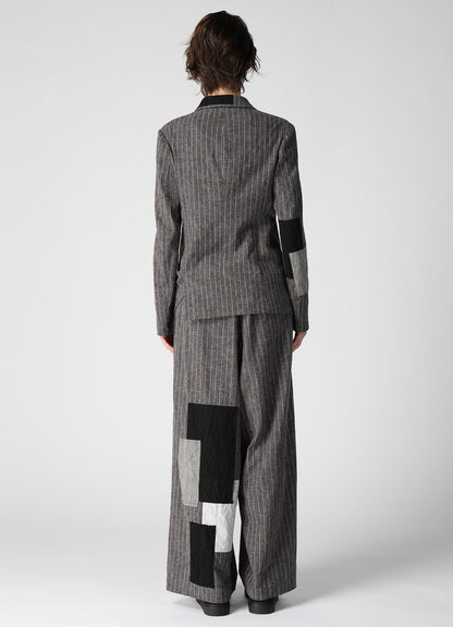 STRIPE PATCHWORK SIDE DROP JACKET