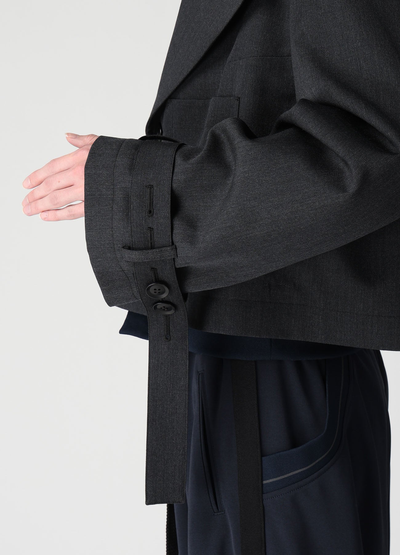 WOOL GABARDINE WIDE COLLAR JACKET