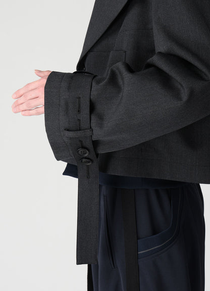 WOOL GABARDINE WIDE COLLAR JACKET