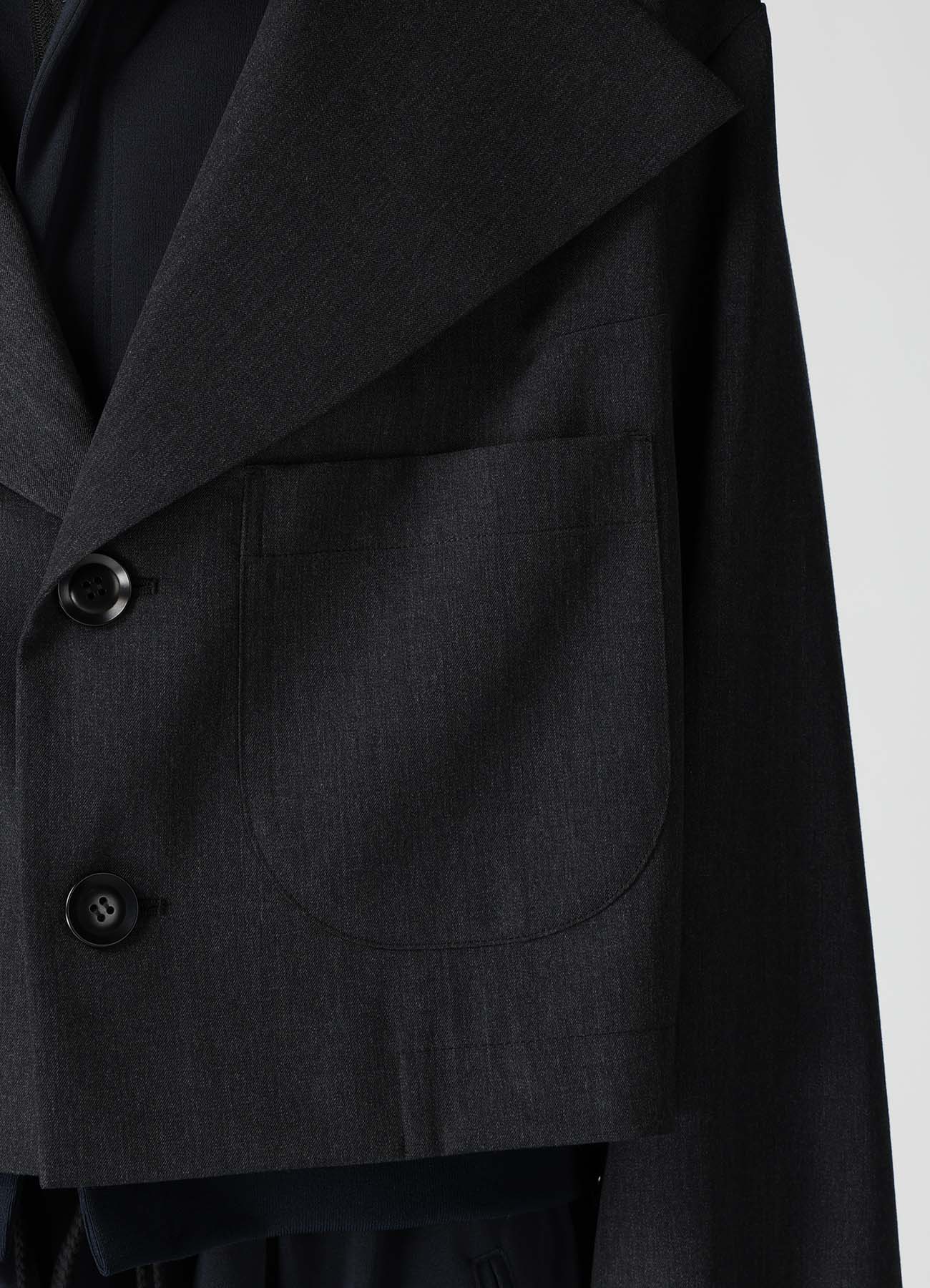 WOOL GABARDINE WIDE COLLAR JACKET