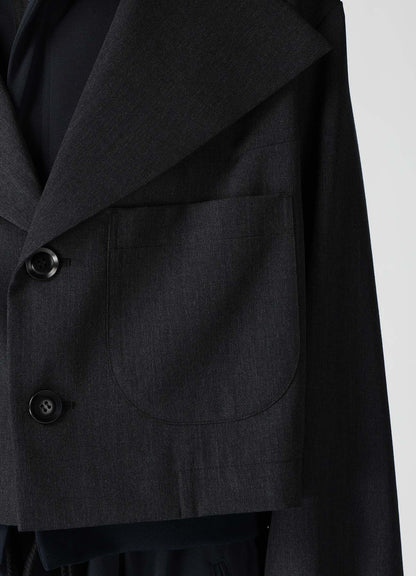 WOOL GABARDINE WIDE COLLAR JACKET
