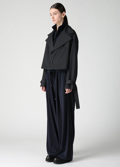 WOOL GABARDINE WIDE COLLAR JACKET
