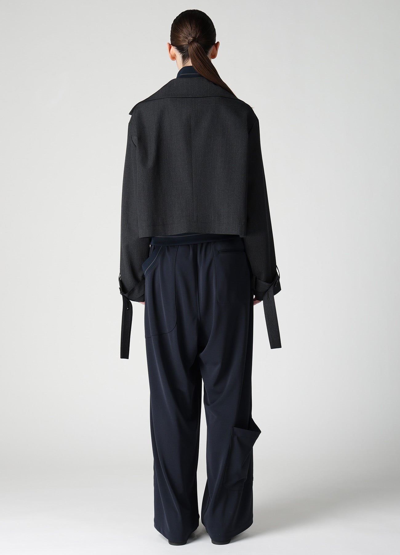 WOOL GABARDINE WIDE COLLAR JACKET