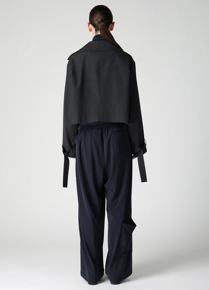 WOOL GABARDINE WIDE COLLAR JACKET