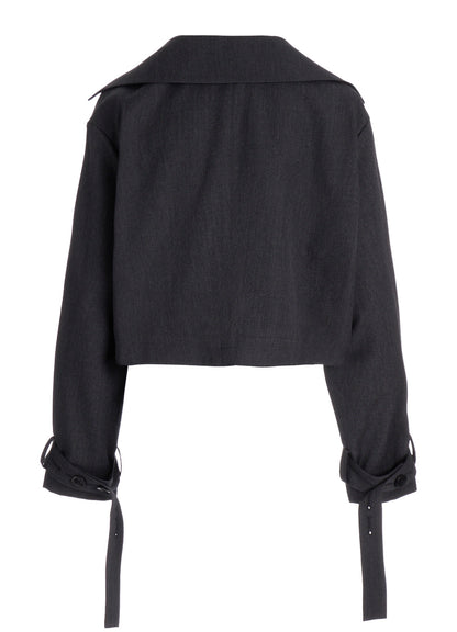 WOOL GABARDINE WIDE COLLAR JACKET