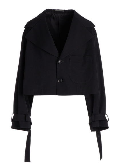 WOOL GABARDINE WIDE COLLAR JACKET
