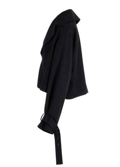 WOOL GABARDINE WIDE COLLAR JACKET