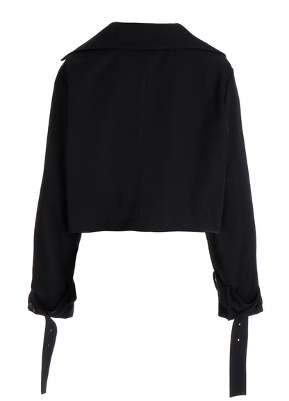 WOOL GABARDINE WIDE COLLAR JACKET