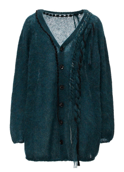 OVERSIZED MOHAIR BLEND V-NECK CARDIGAN