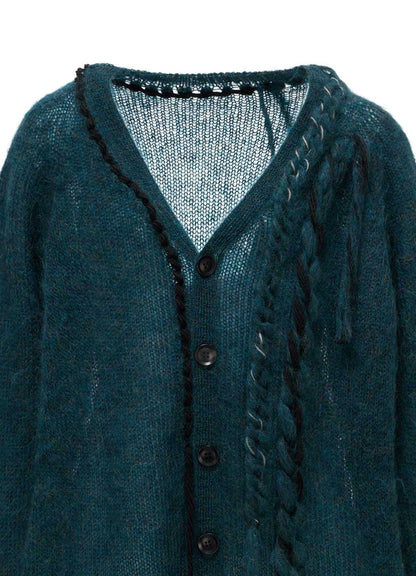 OVERSIZED MOHAIR BLEND V-NECK CARDIGAN