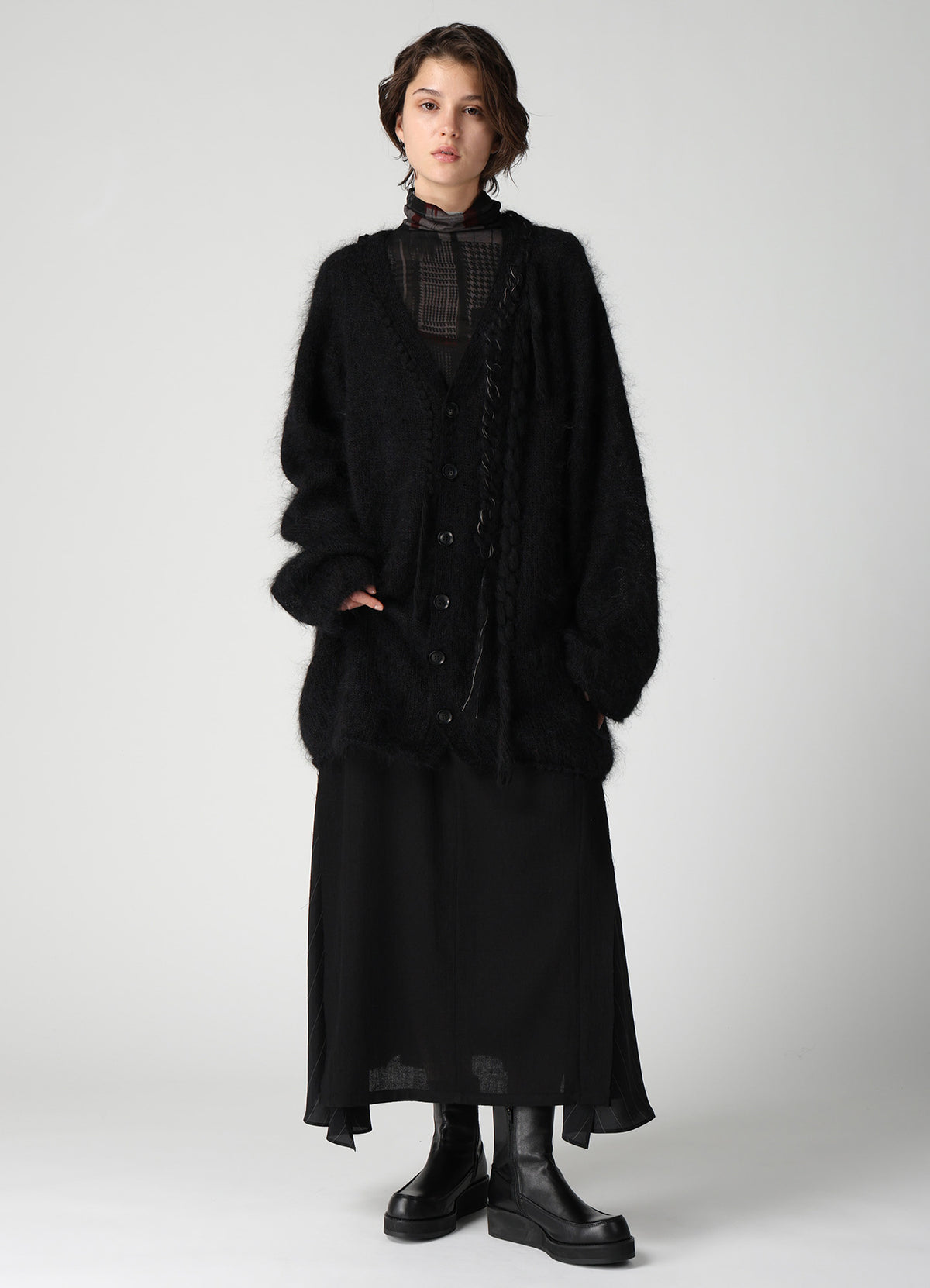 OVERSIZED MOHAIR BLEND V-NECK CARDIGAN