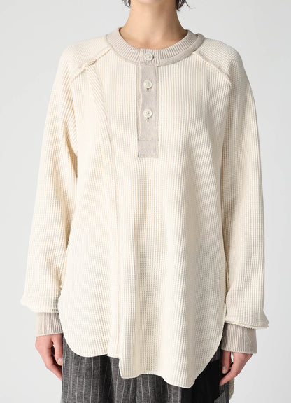 WAFFLE HENLEY NECK PULLOVER