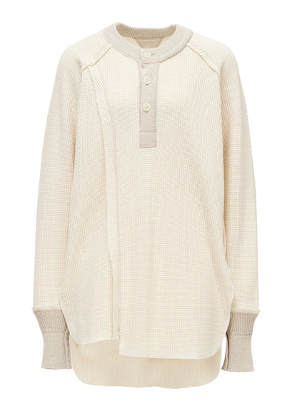 WAFFLE HENLEY NECK PULLOVER