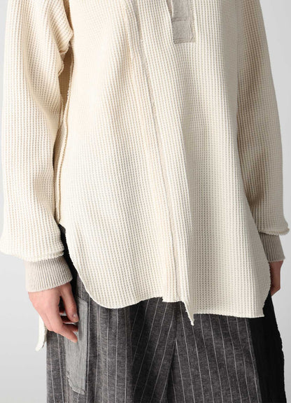 WAFFLE HENLEY NECK PULLOVER