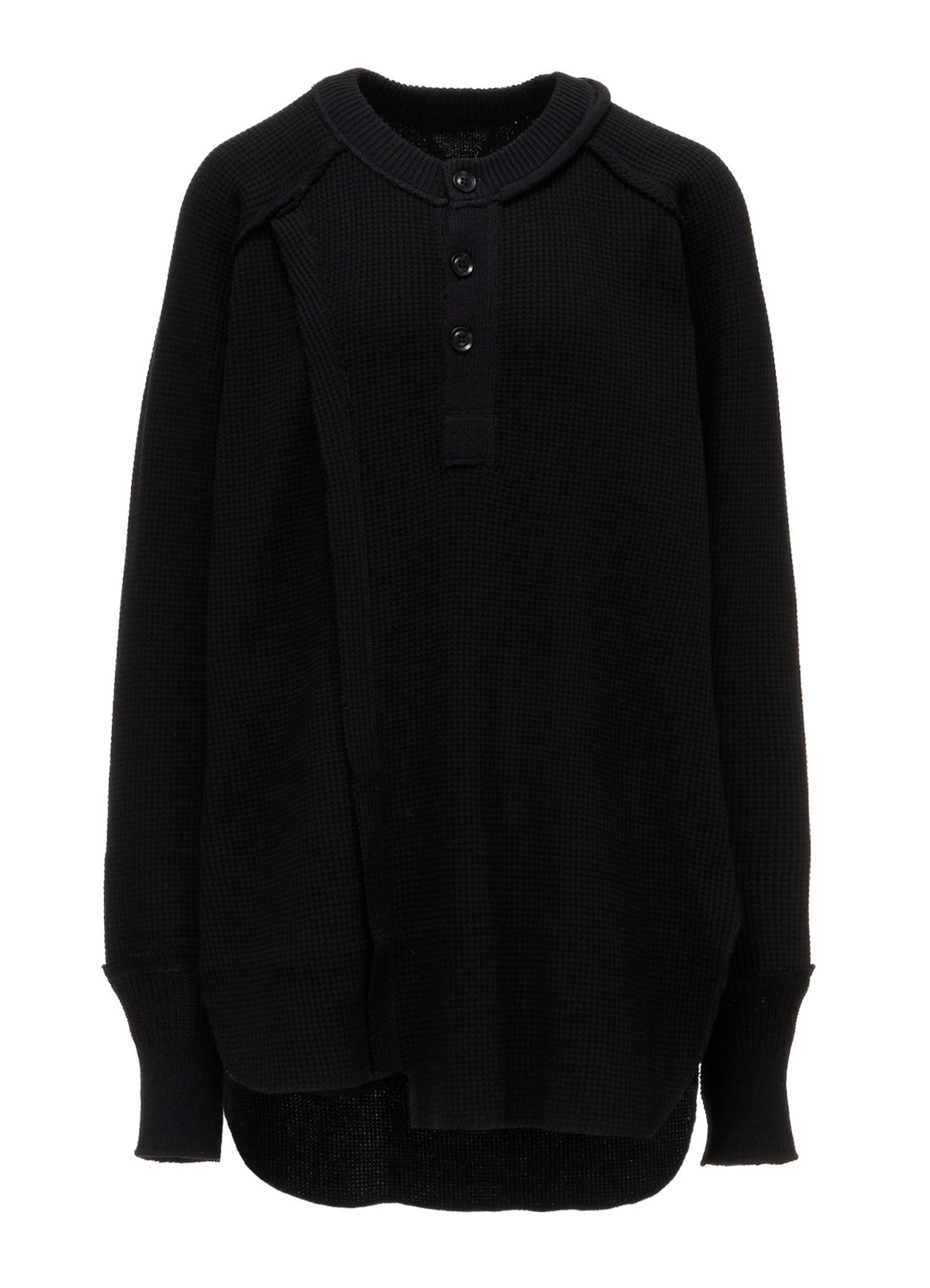 WAFFLE HENLEY NECK PULLOVER