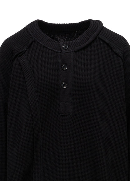 WAFFLE HENLEY NECK PULLOVER