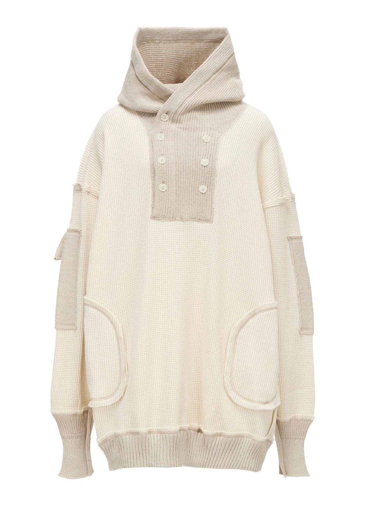 WAFFLE HOODED PULLOVER