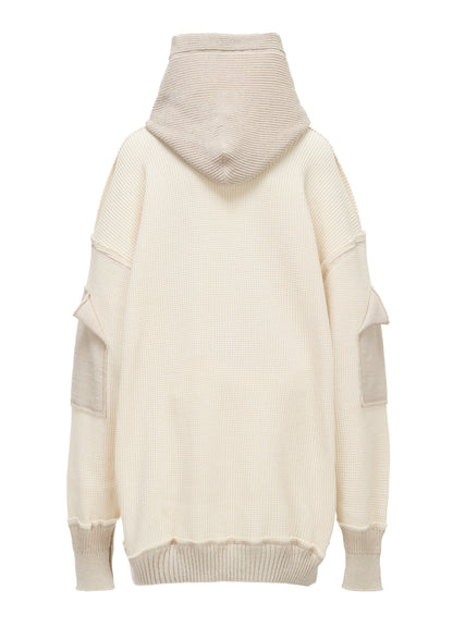 WAFFLE HOODED PULLOVER