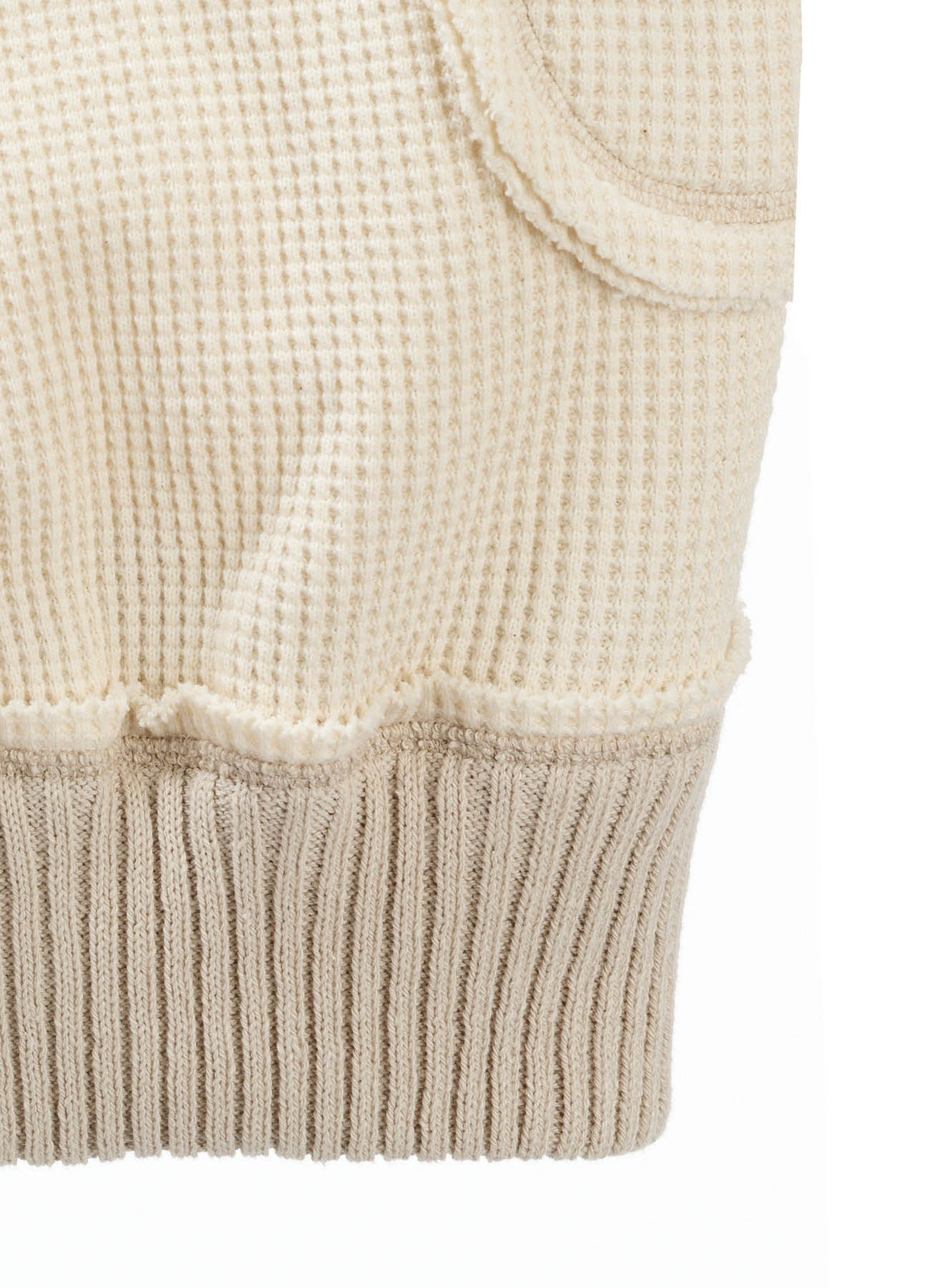 WAFFLE HOODED PULLOVER