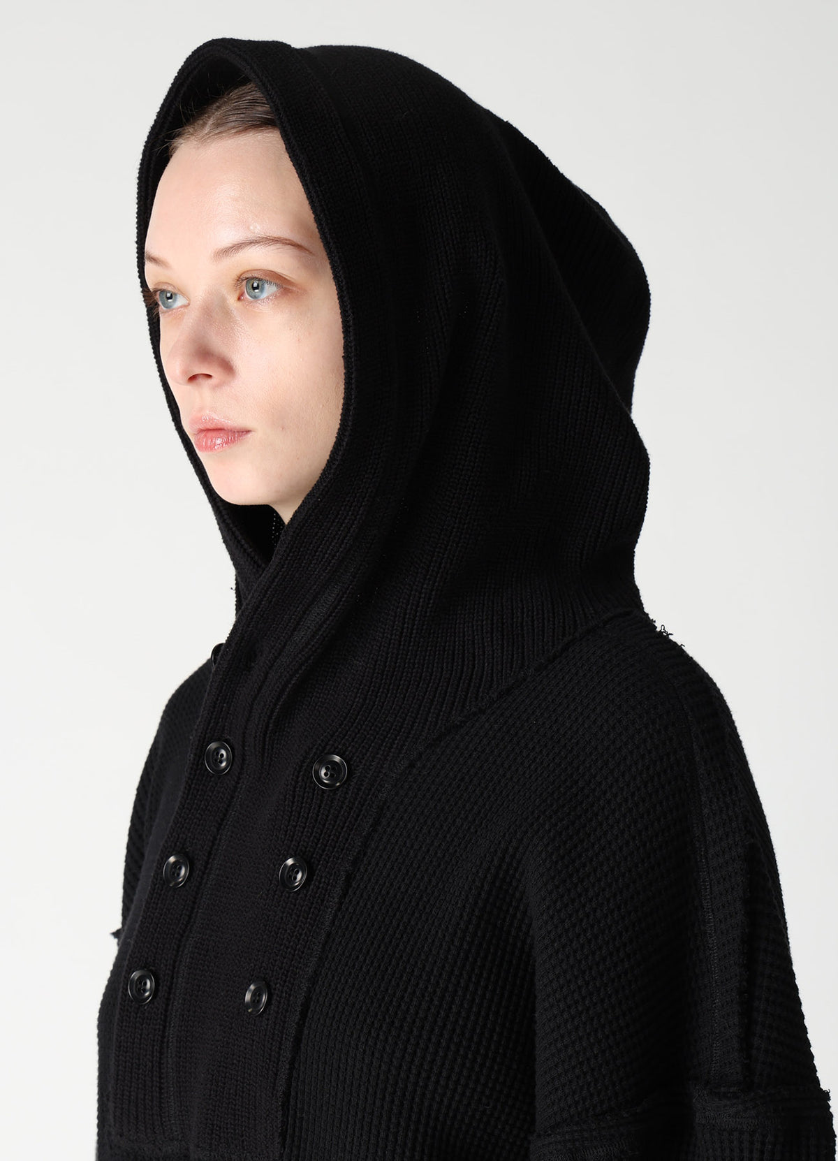 WAFFLE HOODED PULLOVER