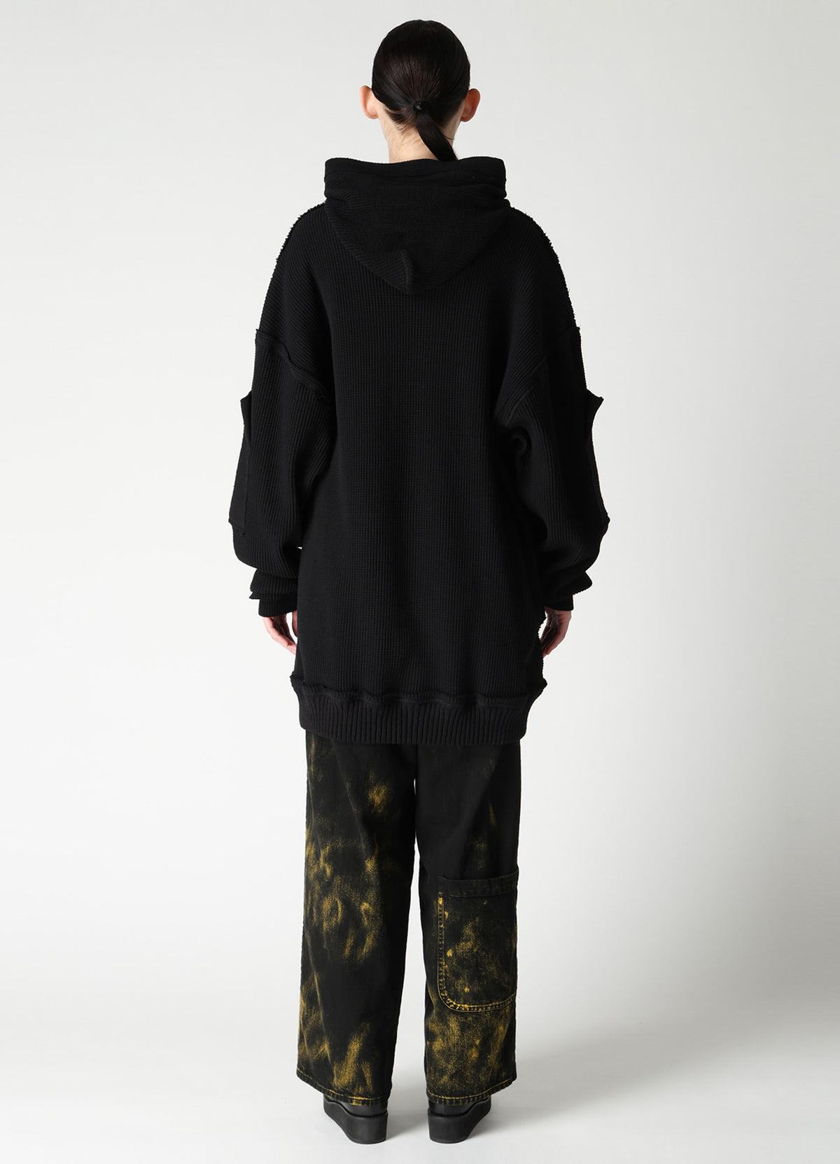 WAFFLE HOODED PULLOVER