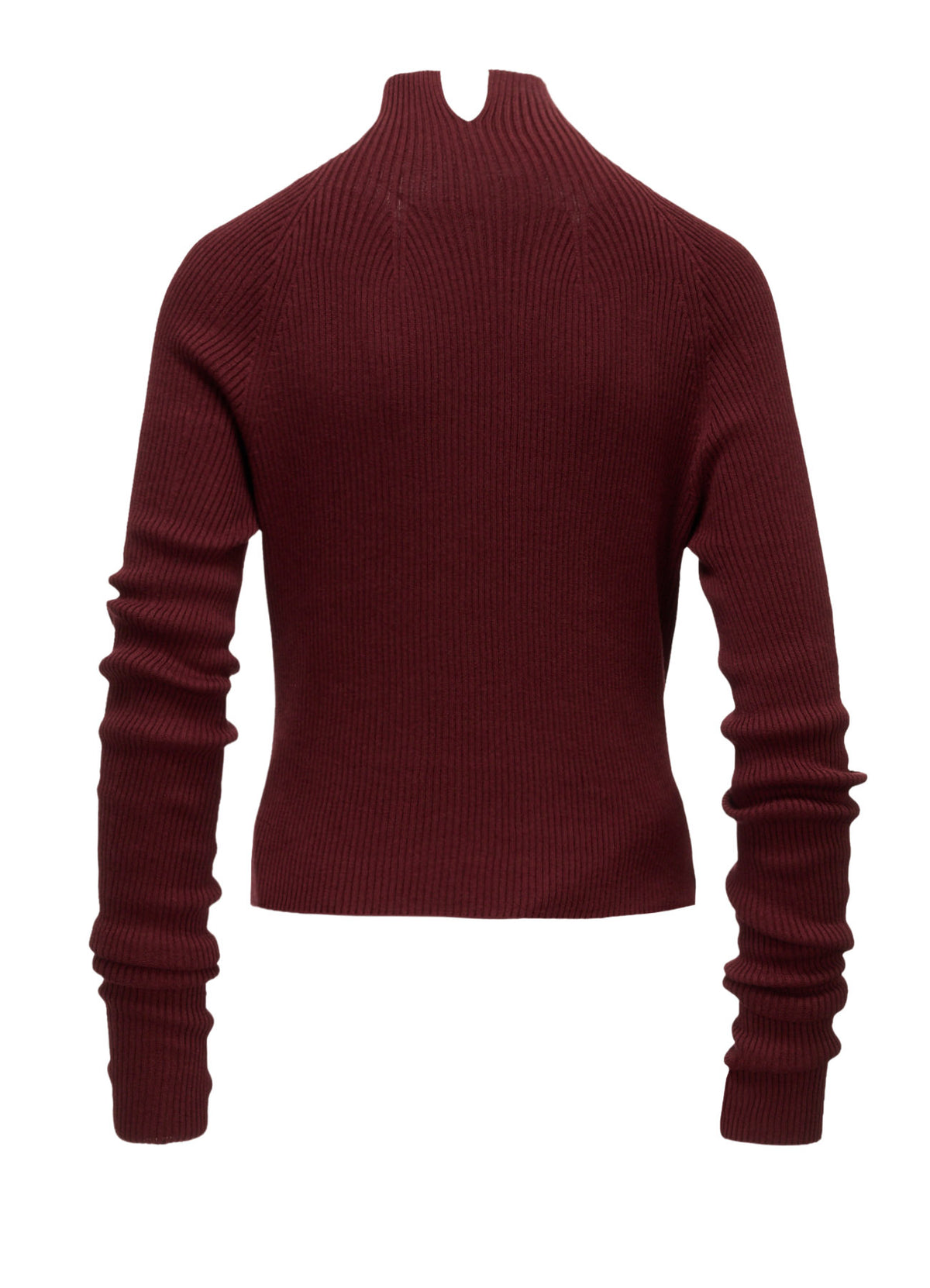 COTTON BLEND HIGH NECK CROPPED RIB KNIT