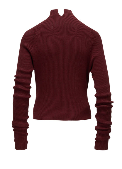 COTTON BLEND HIGH NECK CROPPED RIB KNIT
