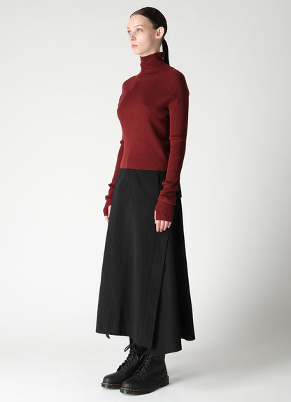 COTTON BLEND HIGH NECK CROPPED RIB KNIT