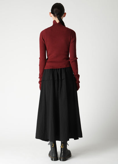 COTTON BLEND HIGH NECK CROPPED RIB KNIT