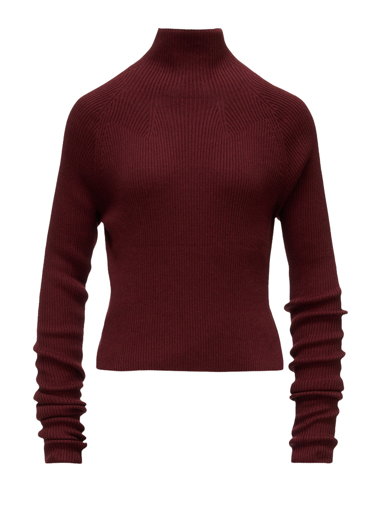 COTTON BLEND HIGH NECK CROPPED RIB KNIT