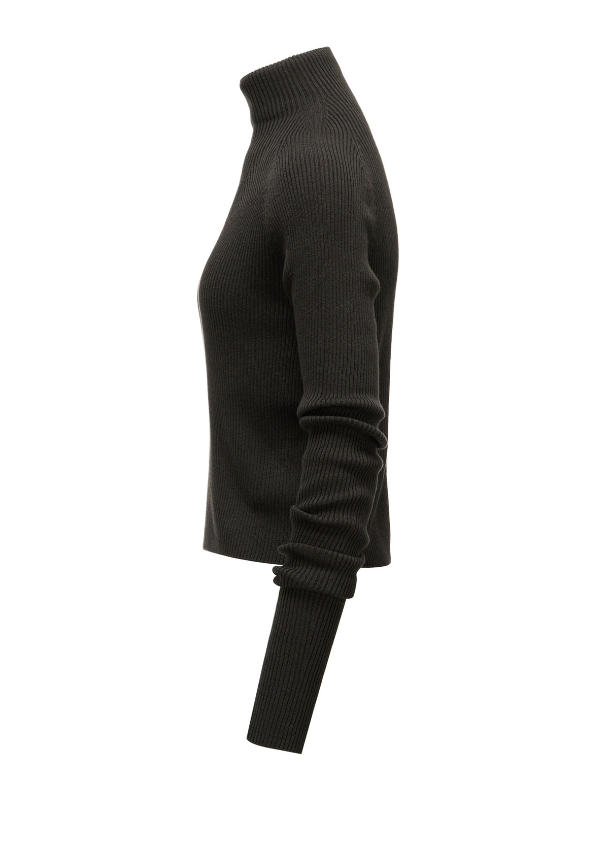 COTTON BLEND HIGH NECK CROPPED RIB KNIT