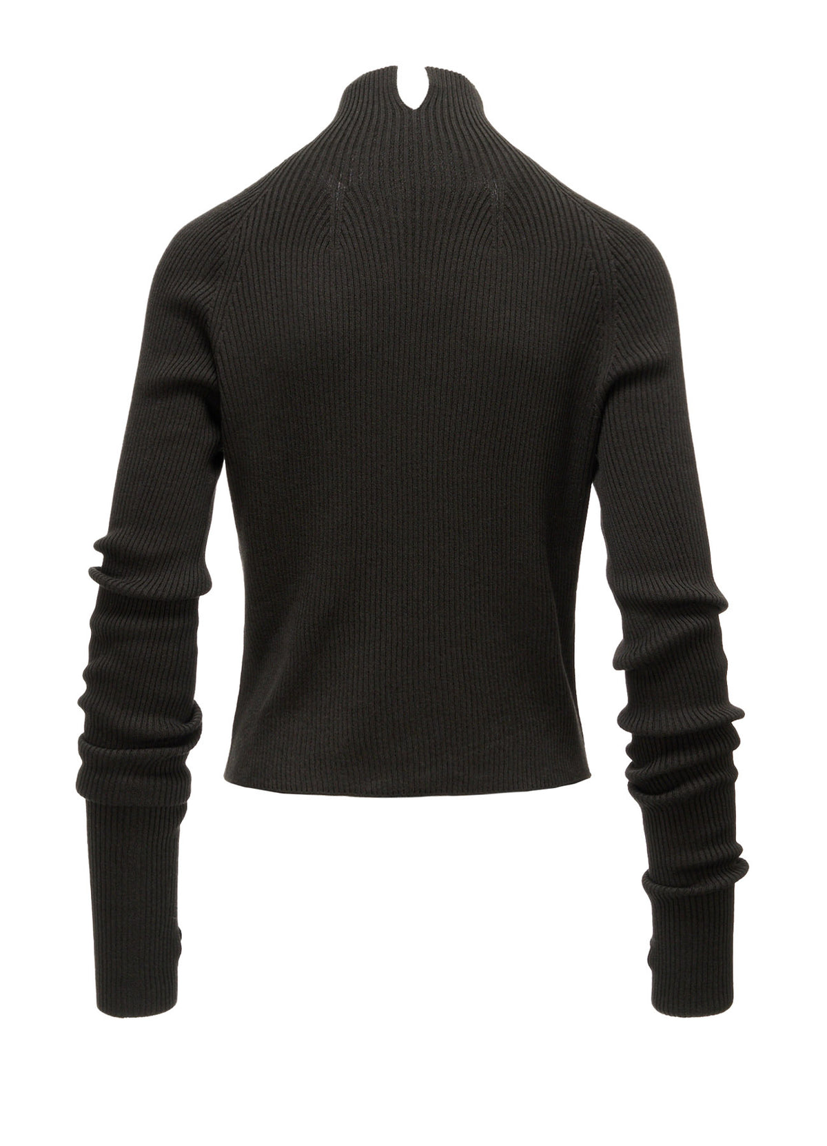 COTTON BLEND HIGH NECK CROPPED RIB KNIT