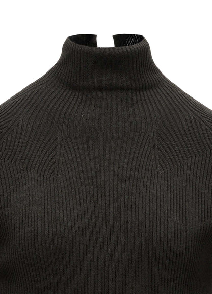 COTTON BLEND HIGH NECK CROPPED RIB KNIT