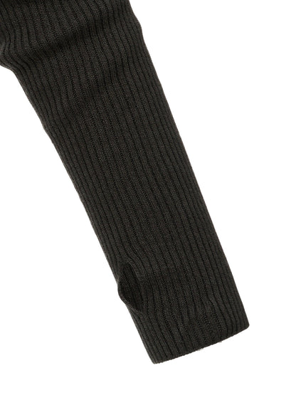 COTTON BLEND HIGH NECK CROPPED RIB KNIT