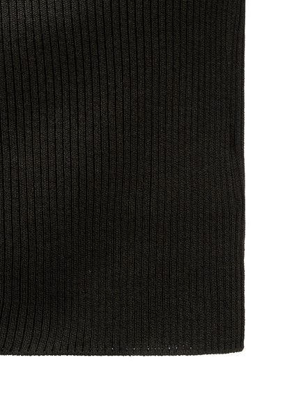 COTTON BLEND HIGH NECK CROPPED RIB KNIT