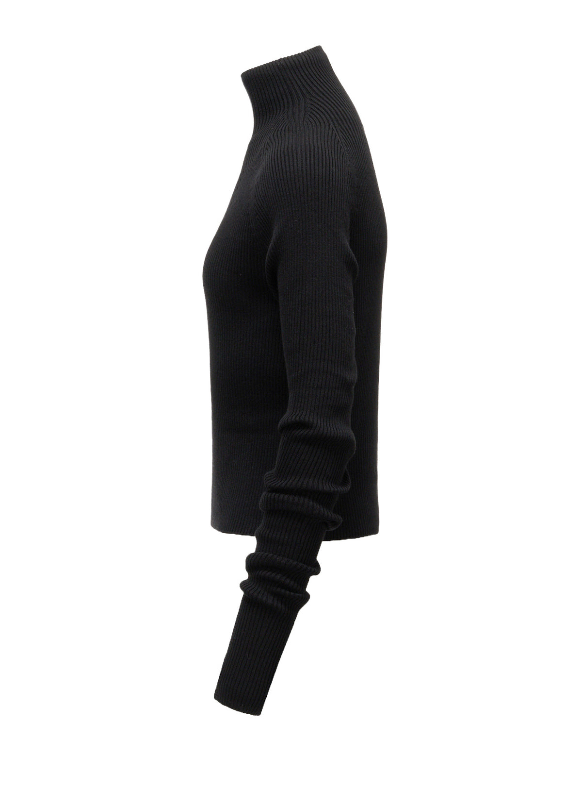 COTTON BLEND HIGH NECK CROPPED RIB KNIT