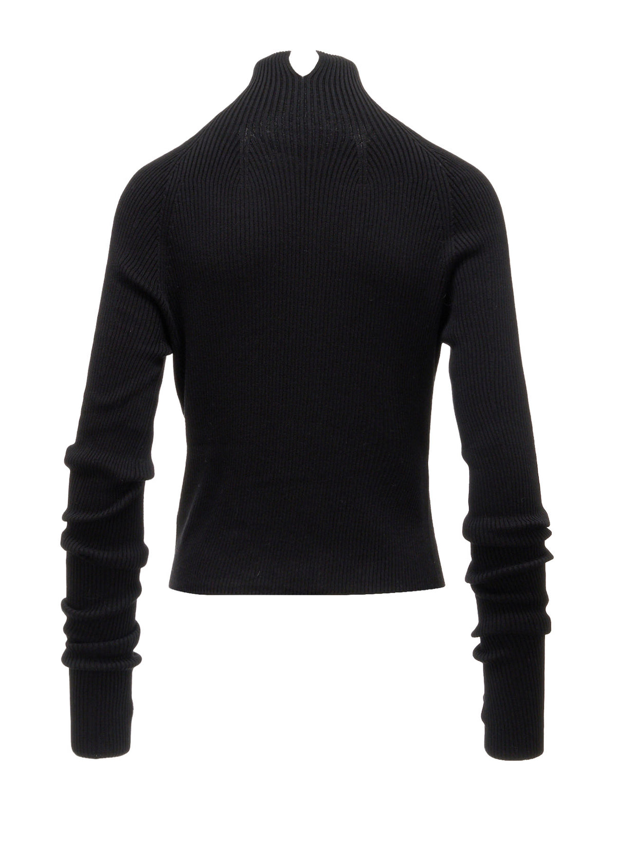 COTTON BLEND HIGH NECK CROPPED RIB KNIT
