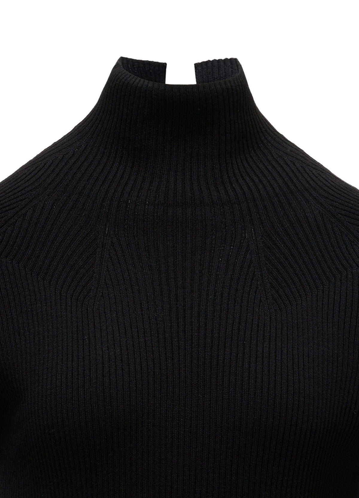 COTTON BLEND HIGH NECK CROPPED RIB KNIT